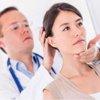 A neurologist examines a patient who has a neck ache
